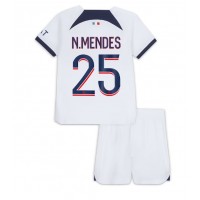 Fotbalové Dres Paris Saint-Germain Nuno Mendes #25 Dětské Venkovní 2023-24 Krátký Rukáv (+ trenýrky)